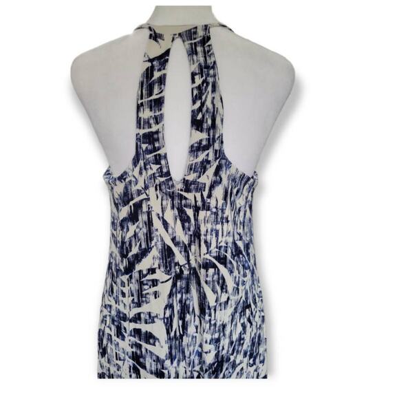 Cynthia Rowley Blue & White Abstract‎ Leaf Hi-Low Maxi Dress – Size M - Picture 5 of 10